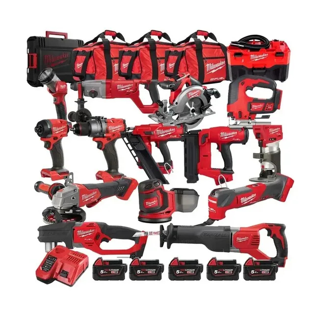 15 Tools Combo Kit 5-in-1 Yellow Plastic Cordless 20V Lithium Battery Set Impact Wrench Angle Grinder Screwdriver Garden OEM